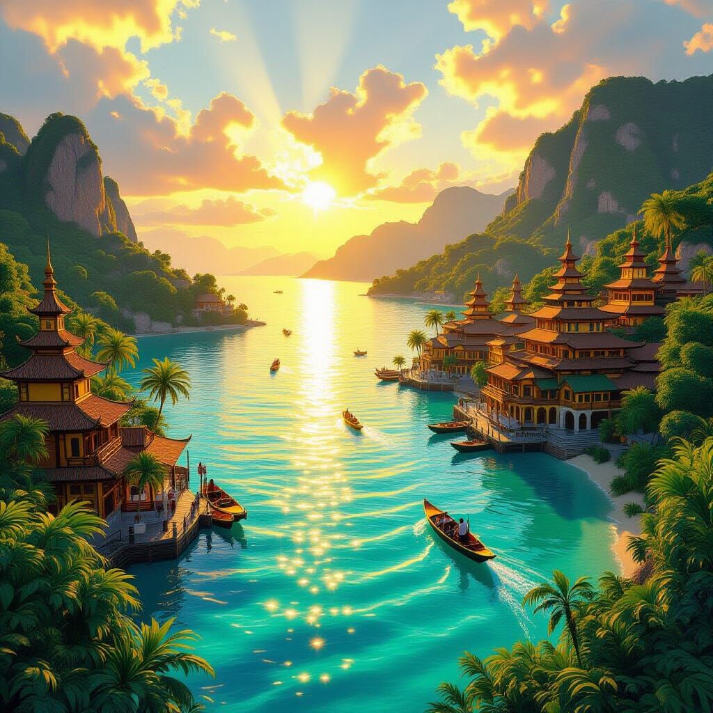 Dream Destination: Golden Sunlight and Turquoise Waters