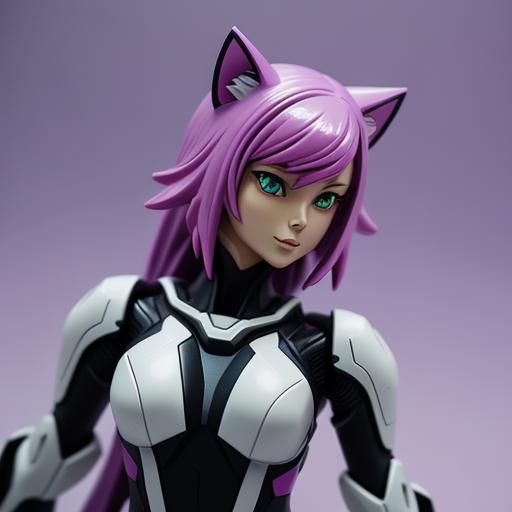 Cute Cat Girl Figurine in Anime Style