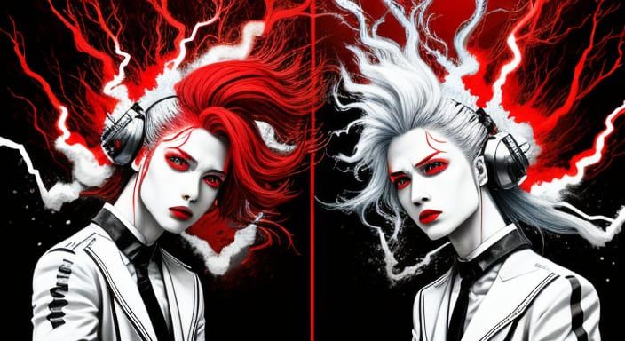 Electric Shock Art in Vibrant Red and White
