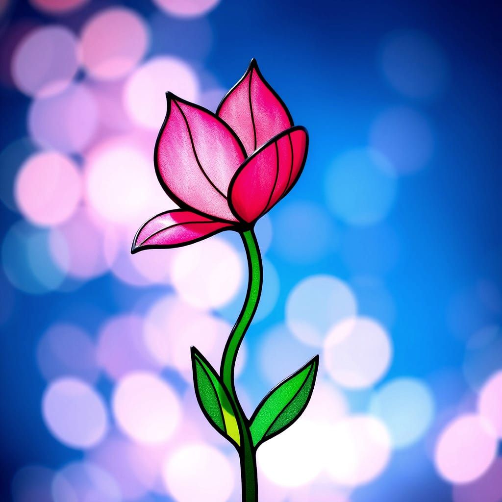 Stained Glass Flower in Hyperreal 3D