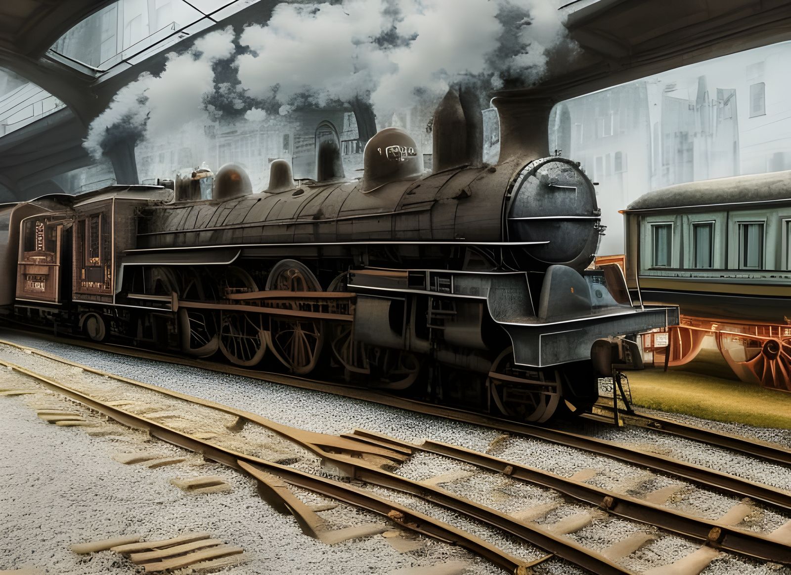 Futuristic Steam Train in Sci-Fi Setting