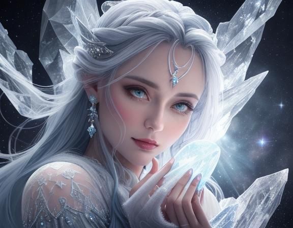 Ice Queen Holds Earth: Ethereal Fantasy Portrait