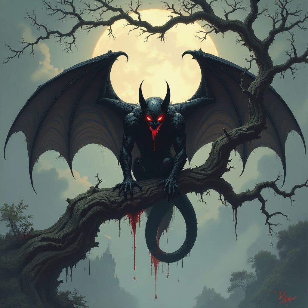 Foreboding Vampire with Snake Head in Biomechanical Style