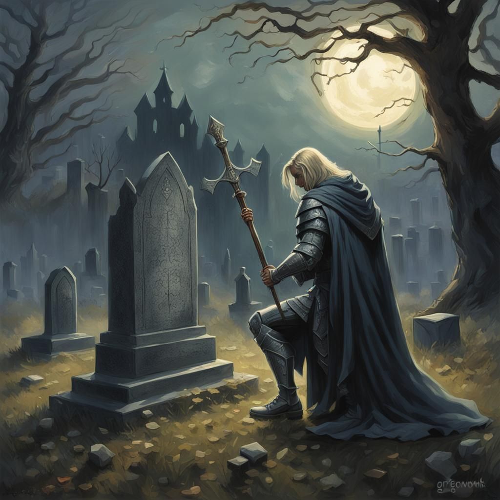 Knight and Ghost at Grave, Sinister Style