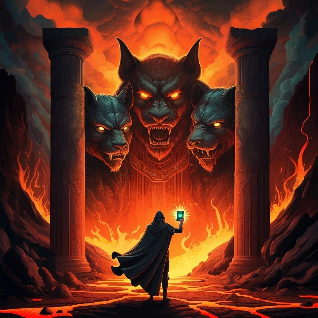 Underworld Entrance: Comic Style Passport Illustration