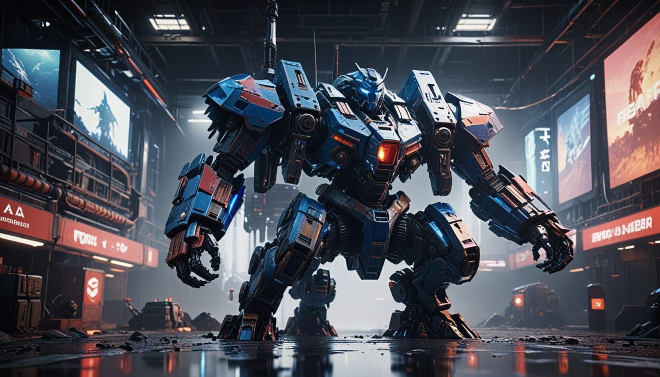Epic Sci-Fi Mecha with Intricate Details and Cinematic Backg...