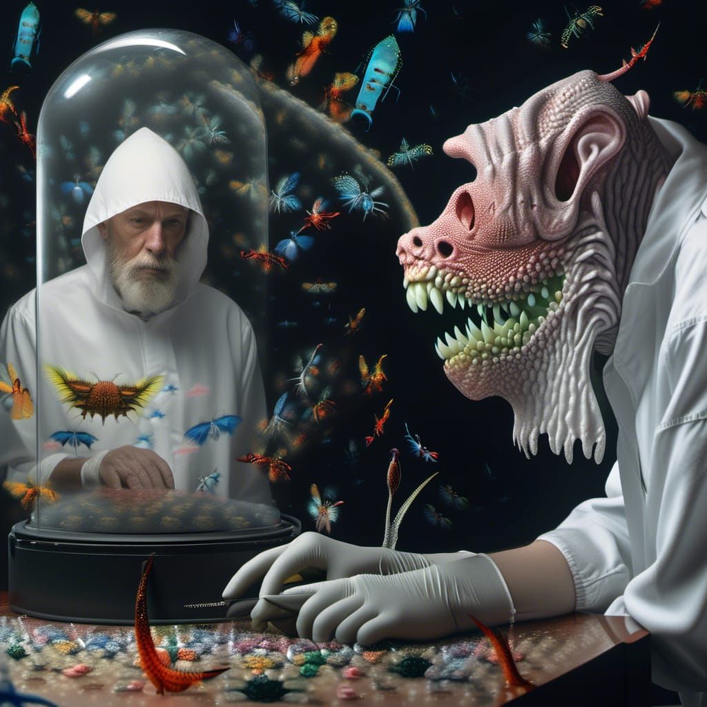 Surreal Portraits in a Pristine Laboratory: Detailed Matte P...