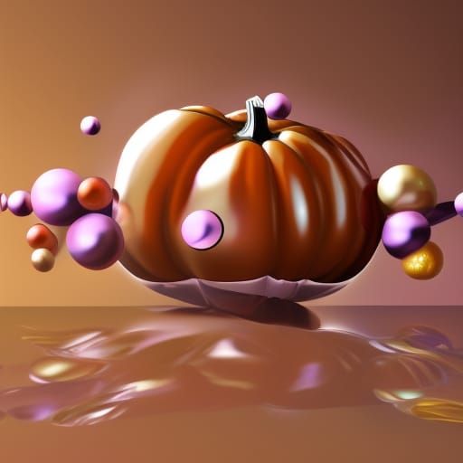 Glossy Pumpkin Beads in Hyperrealistic Splash Art