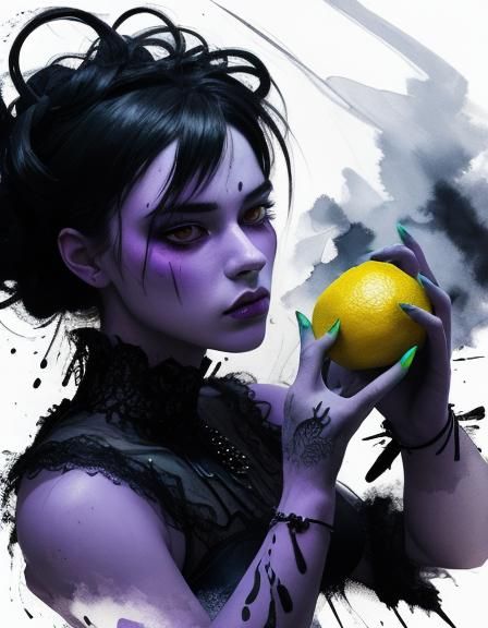 Surreal Hand Reaches for Lemon Slice in Dark Art