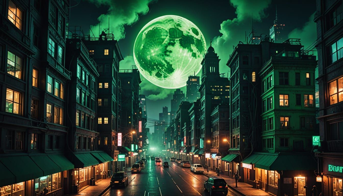 Dominican Woman in Gothic Sci-Fi City