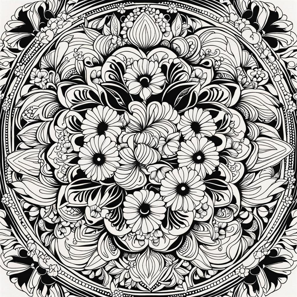 Intricate Floral Mandalas for Coloring