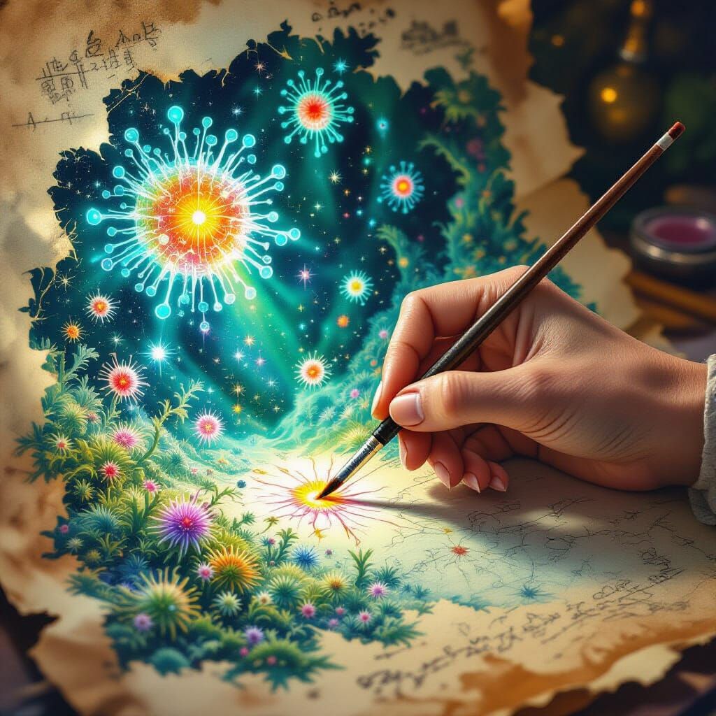 Surreal Microscopic World Painted by Hand