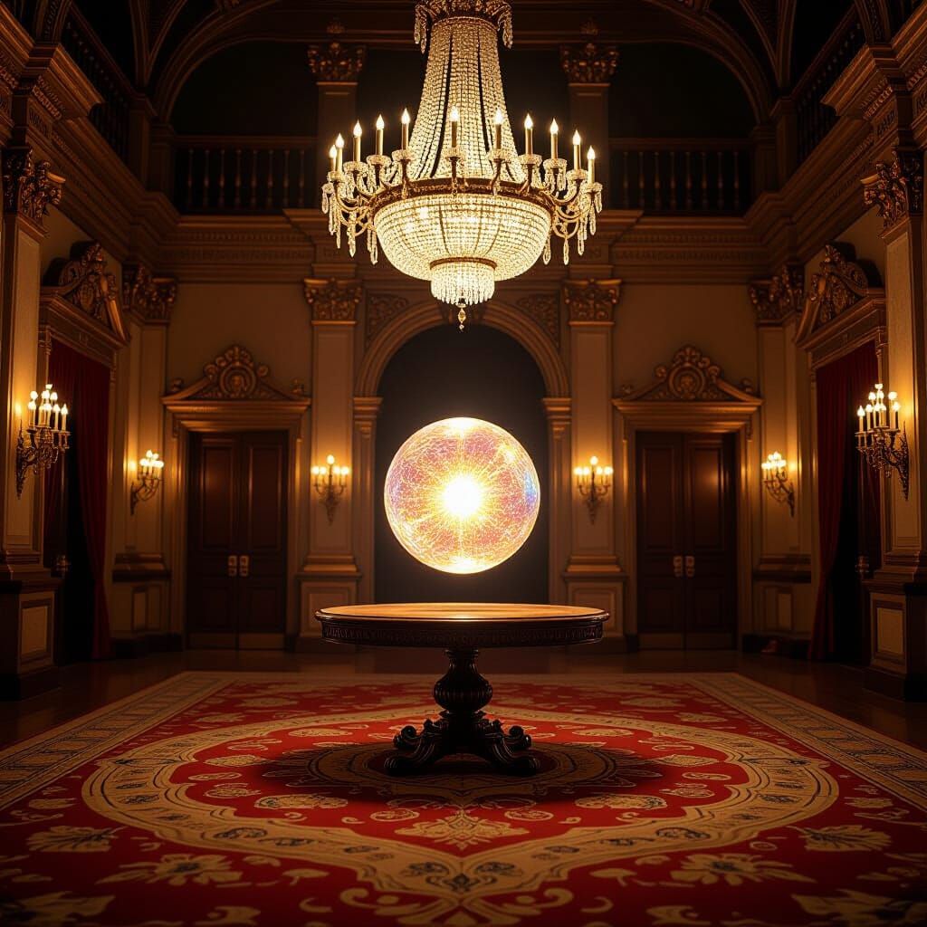 Renaissance Hall with Interdimensional Object in Cinematic S...