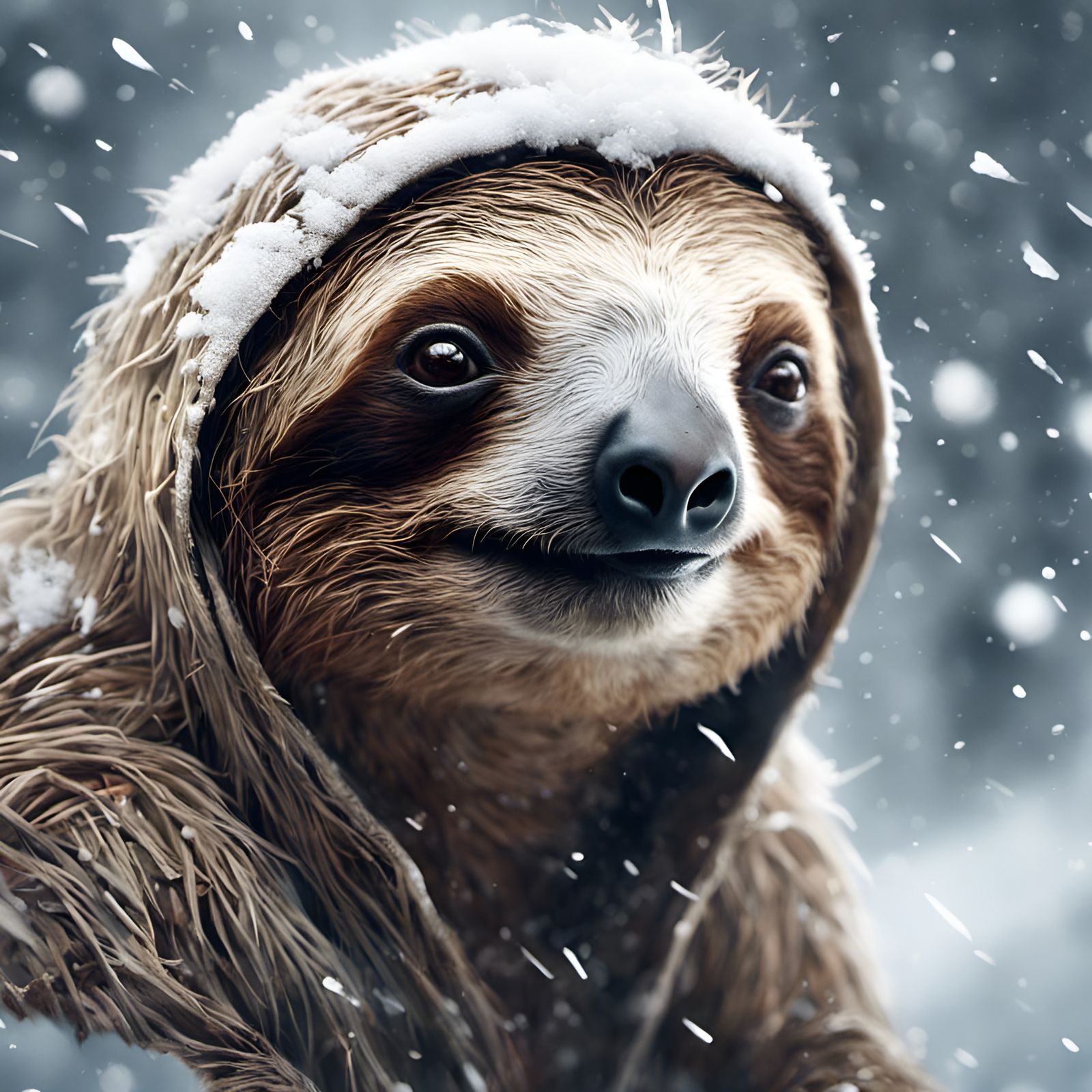 Sloth in Snowy Landscape by Alex Ross