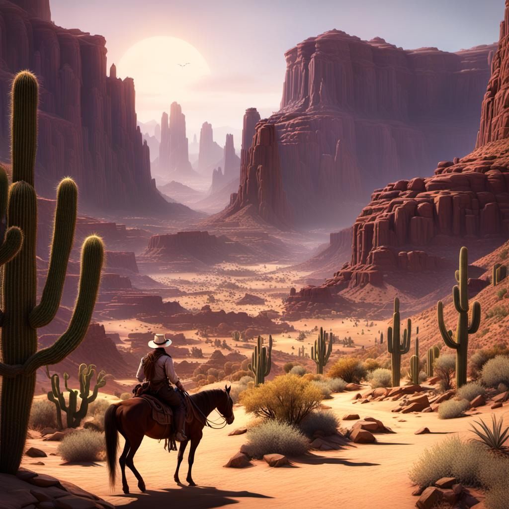 Wild West Desert Canyon in Dark Fantasy Style