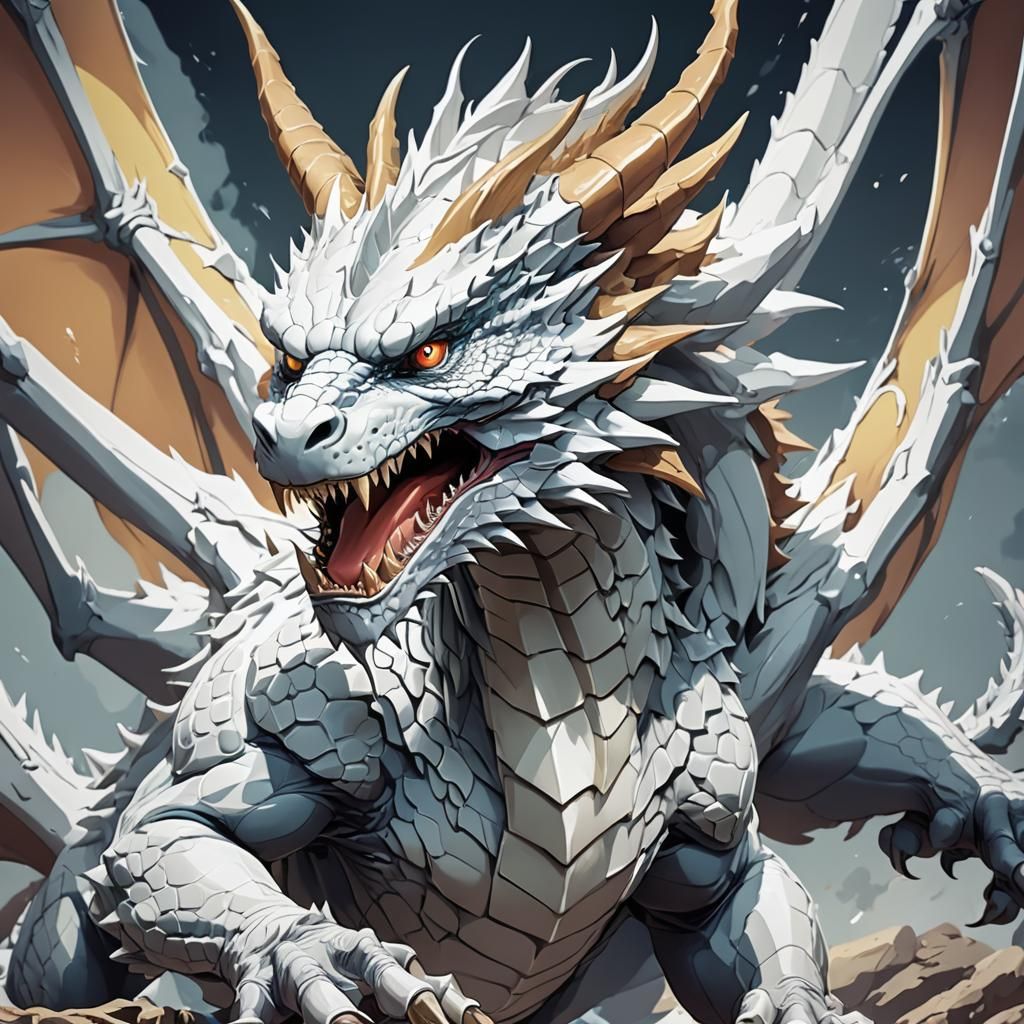 Cel-Shaded Cartoon Dragon in Acrylics
