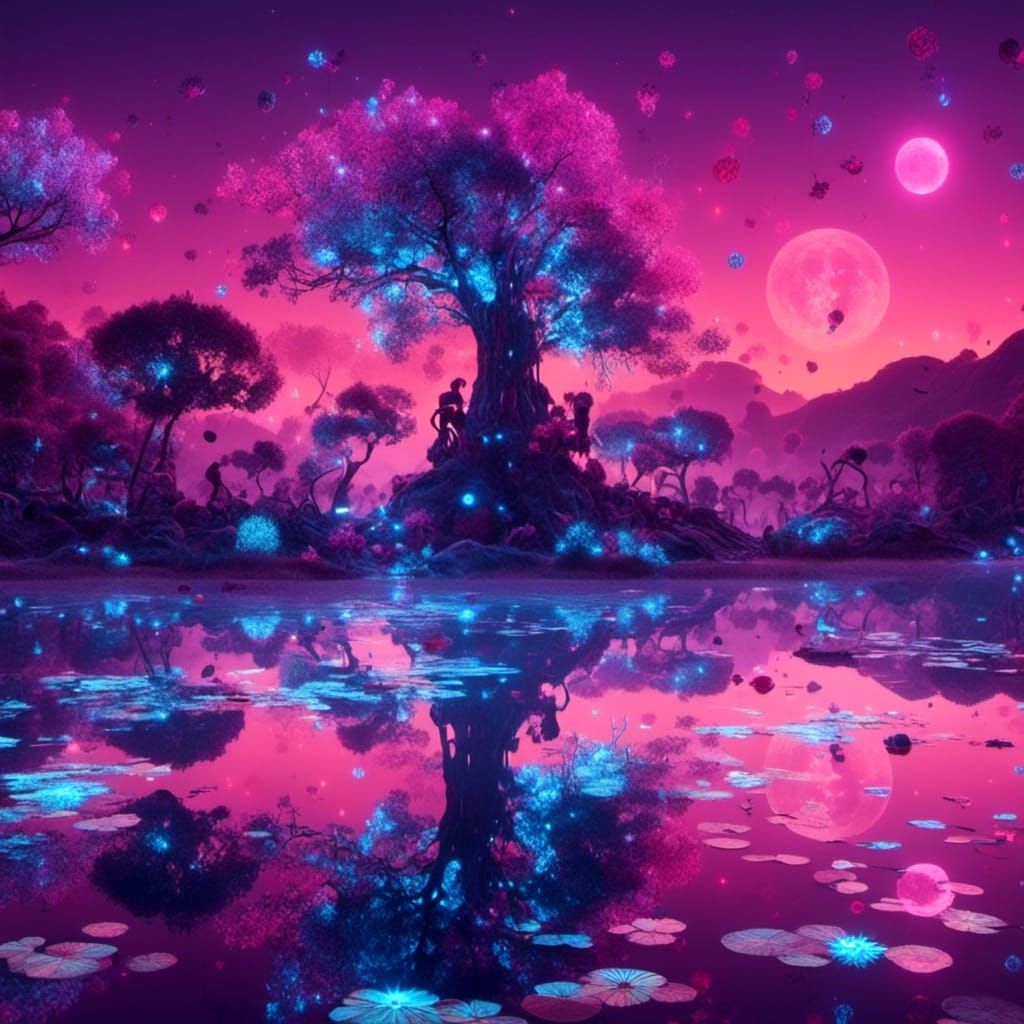 Ethereal Glowing Landscape with Soft Illumination