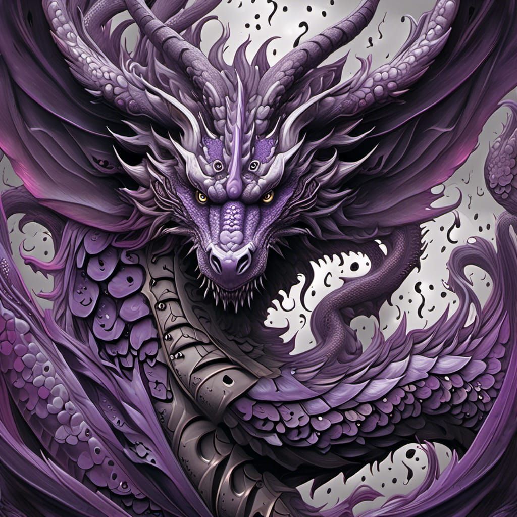 Two-Tone Dragon in Mixed Media Style