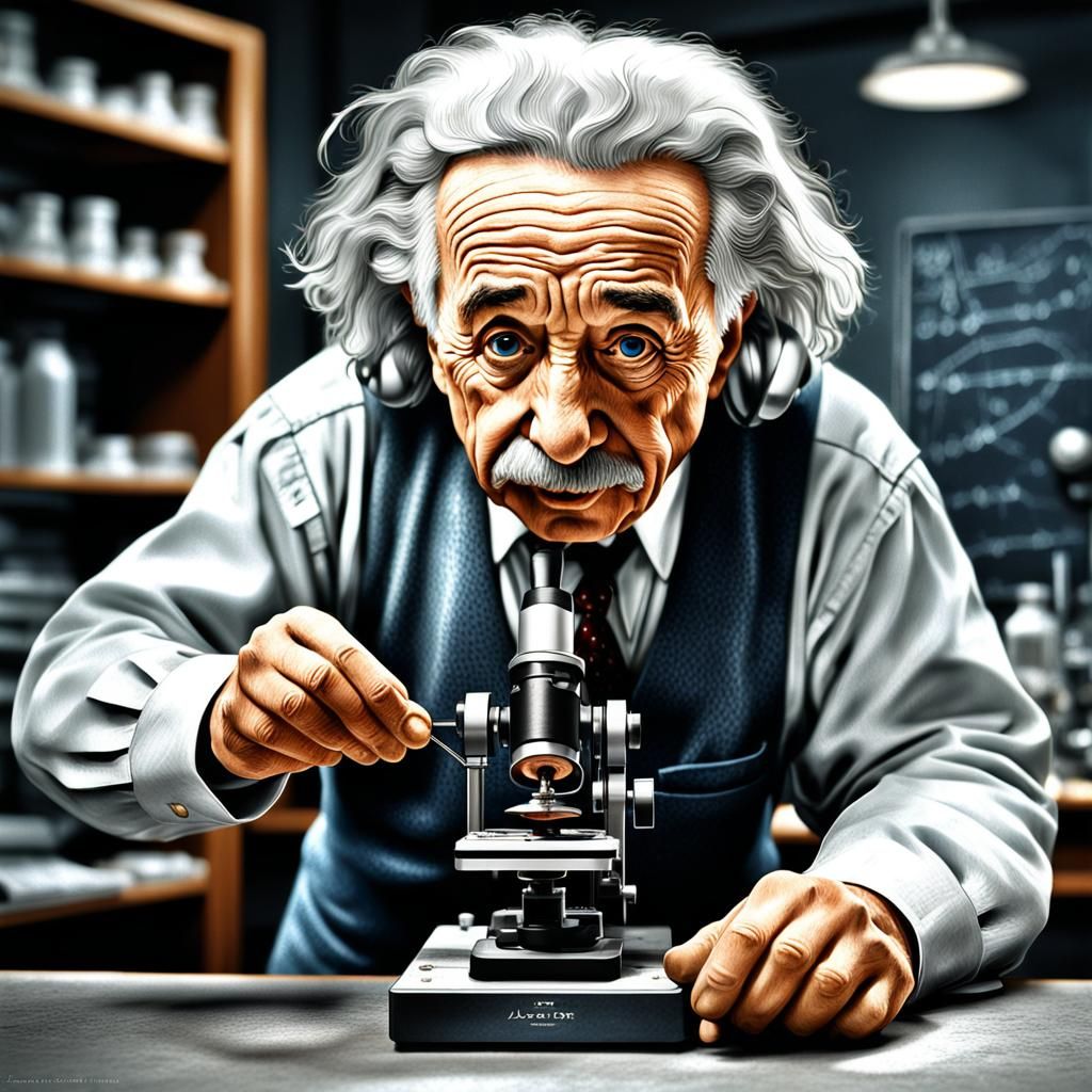 Einstein in Laboratory: Hyperrealistic 64 Megapixel Portrait