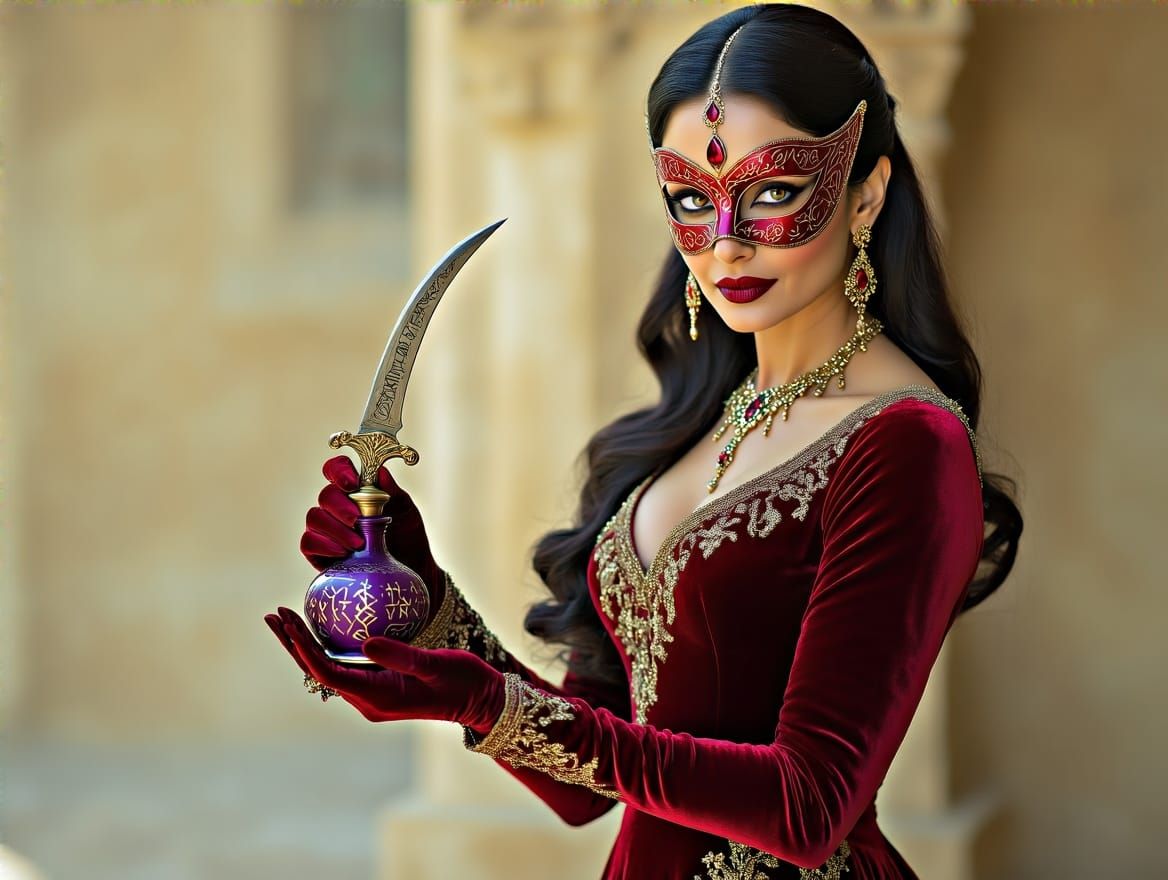 Enigmatic Assassin in Crimson Velvet