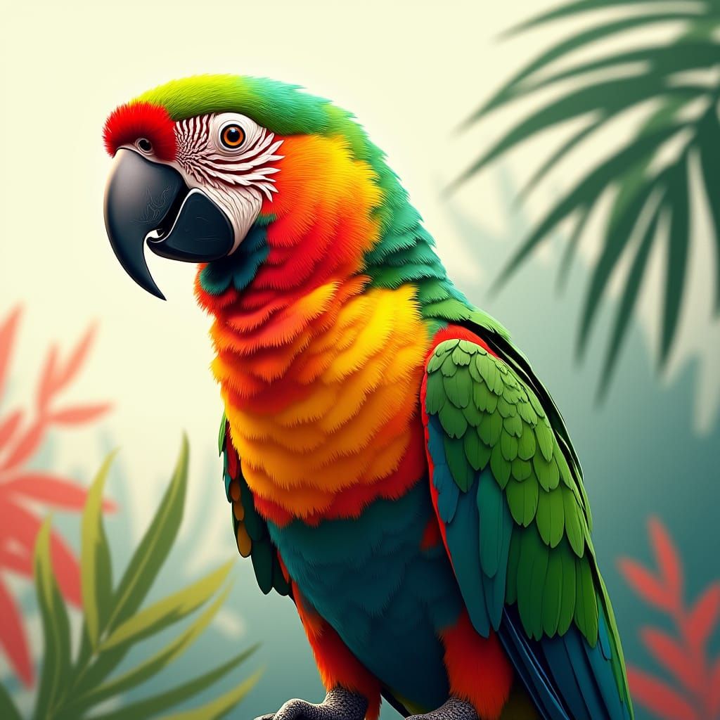Vibrant Parrot Portrait in Digital Art Style