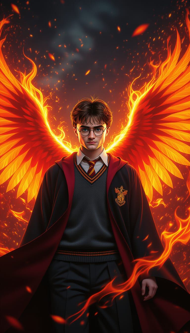 Harry Potter in Fiery Phoenix Flames