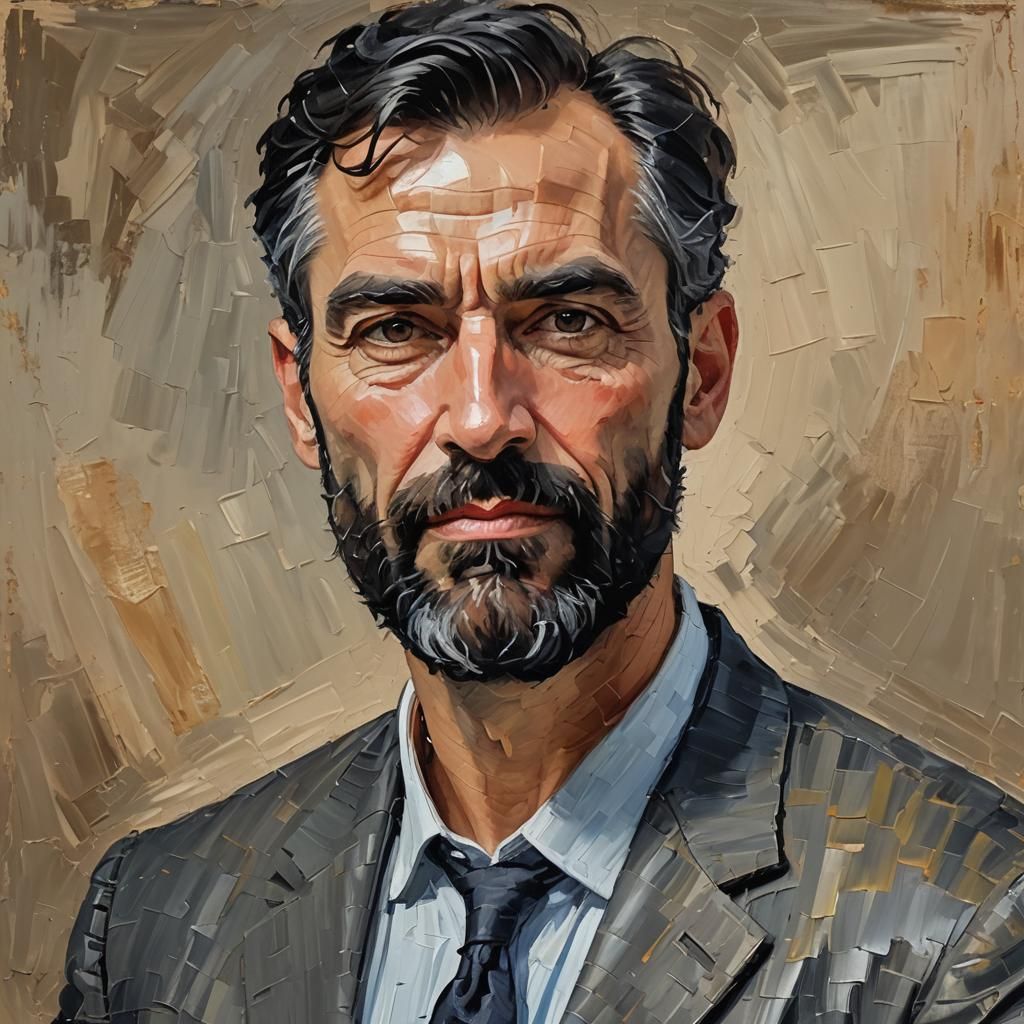 Handsome Professor Portrait in Impressionist Oil Painting