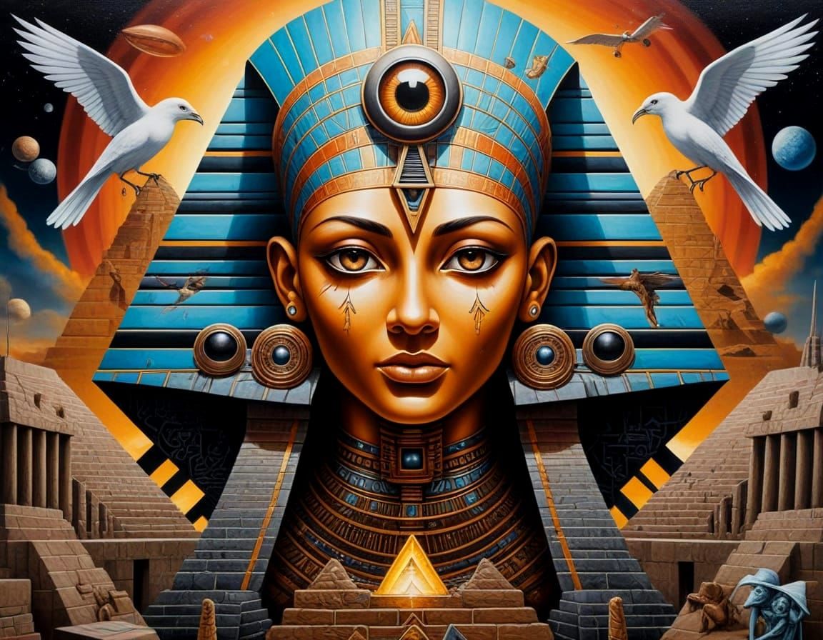 Mysterious Augmented Goddess in Cosmic Graffiti