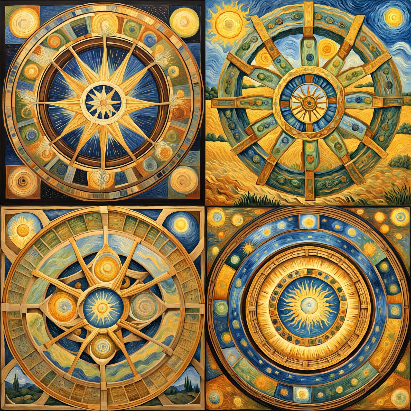 Ezekiel's Biblical Wheels in Van Gogh Style