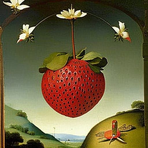 Surreal Strawberry: Grotesque Meets Digital Art