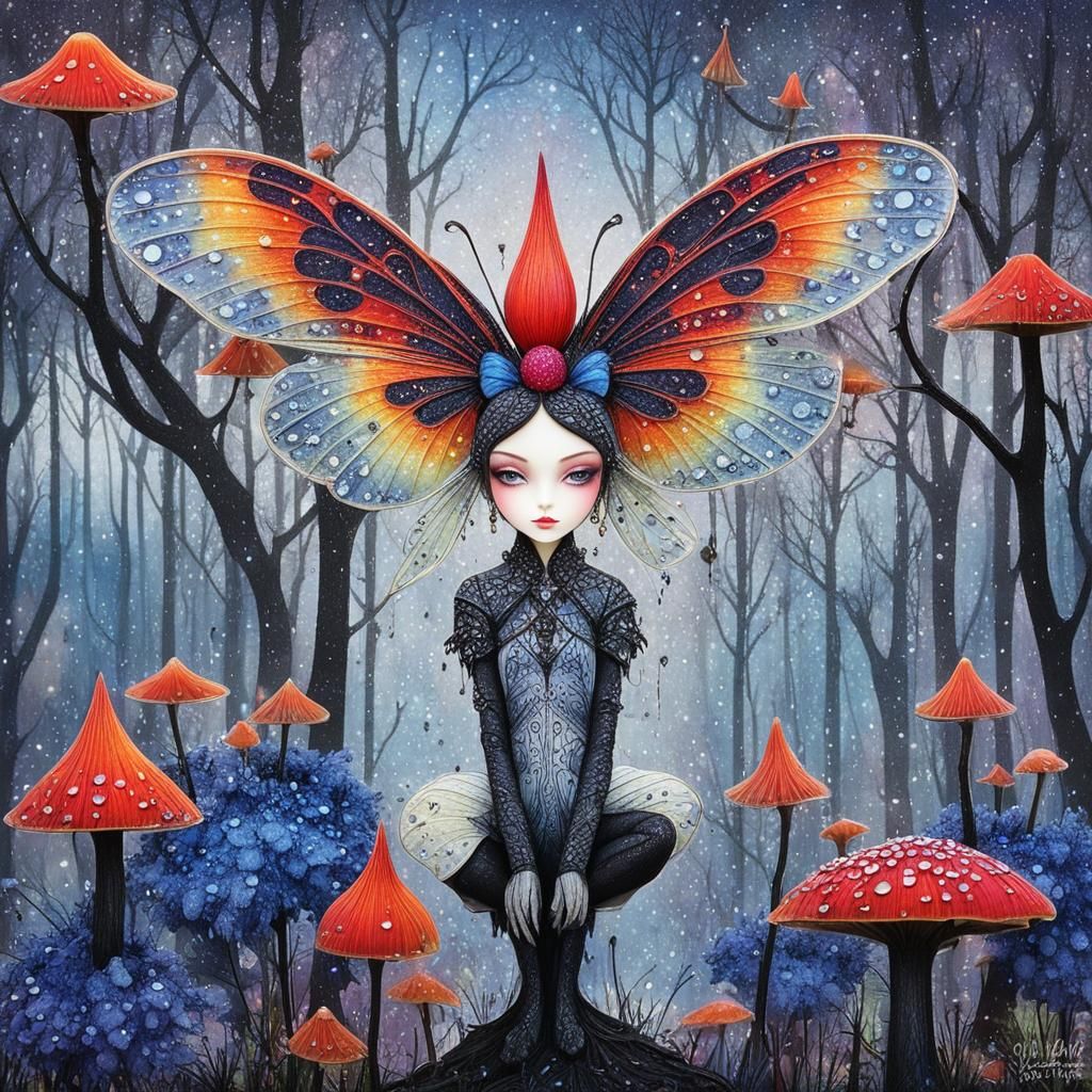 Fairy on Mushroom: Macro Photography in Surrealist Style