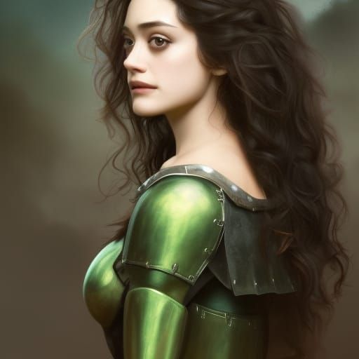 Medieval Portrait of a Woman in Green Leather Armor
