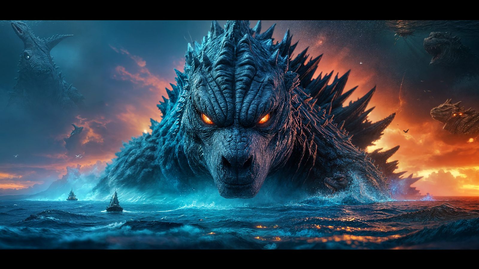 Godzilla Emerges from the Depths in a Vibrant Cyberpunk Aest...