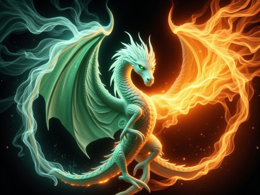 Majestic Fire Dragon Breaths Fire in Fantasycore Style