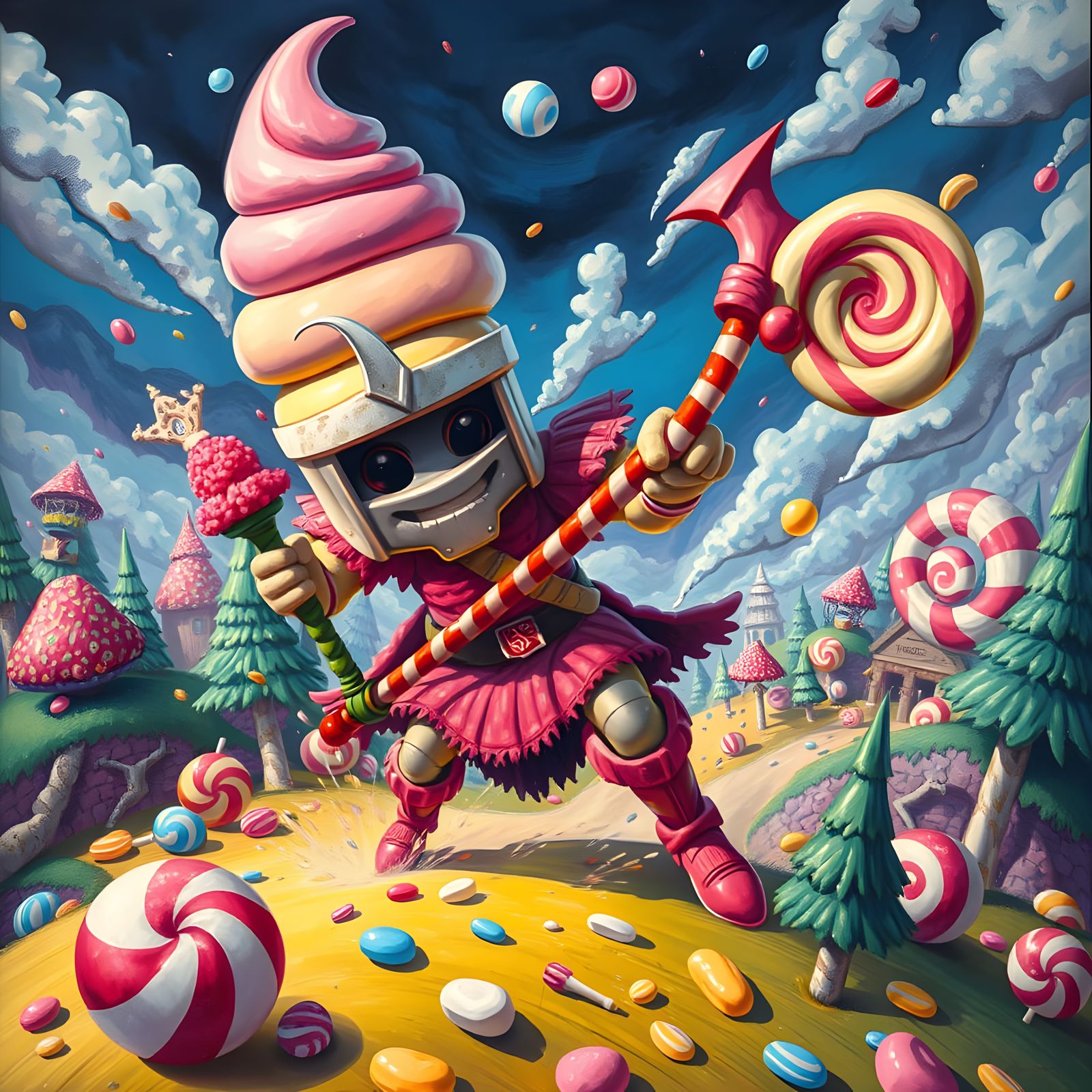 Sugar-Coated Warrior Unleashes Chaos in Vibrant Candyland