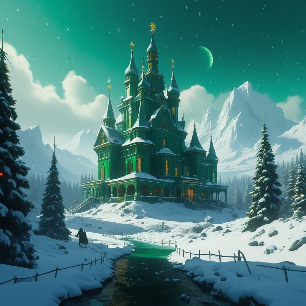 Enchanted Winter Wonderland in Dreamlike Realism