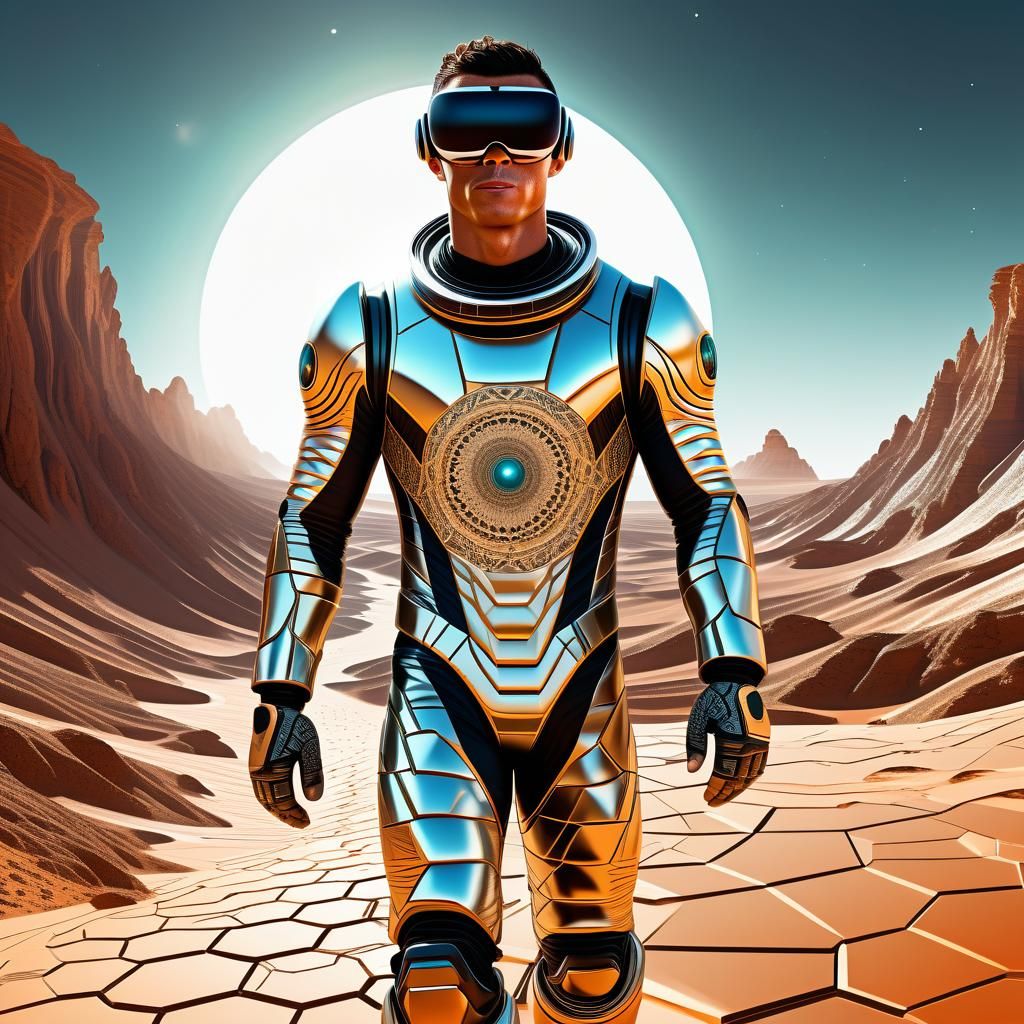 Cristiano Ronaldo Walks on Mars in VR: Abstract Vector Fract...
