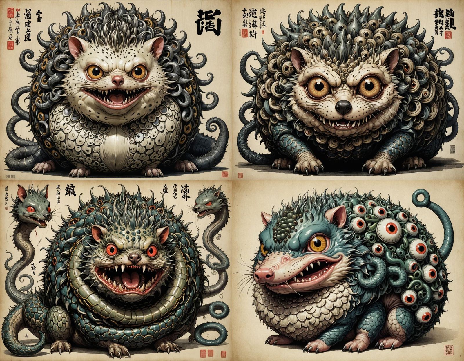 Mythical Hybrid Creature with Inflated Eyeballs