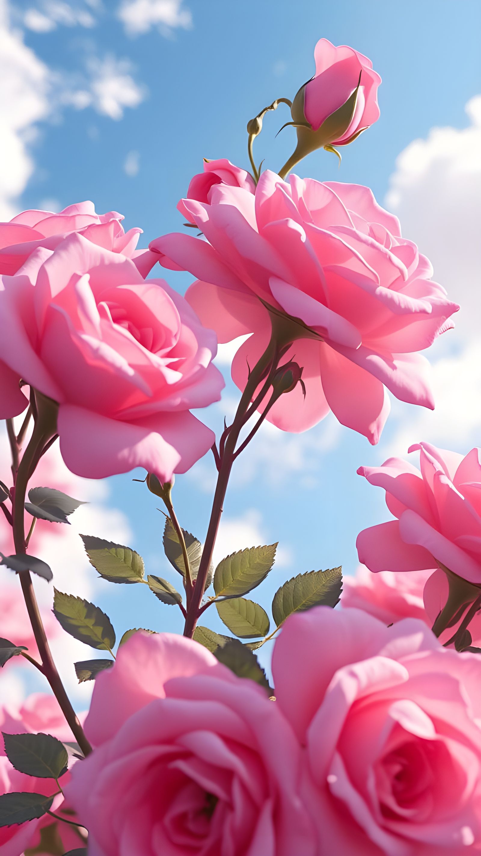 Breathtaking 3D Anime Art of Pink Roses in Ultrafine Detail