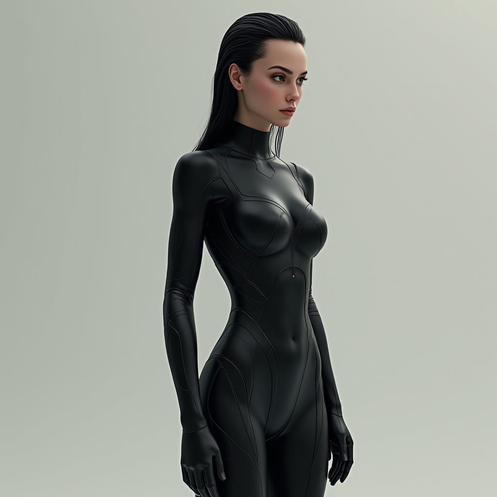 Futuristic 3D Render of a Fit Woman in Bodysuit