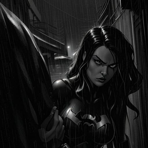 Superhero Rescue in Film Noir Style