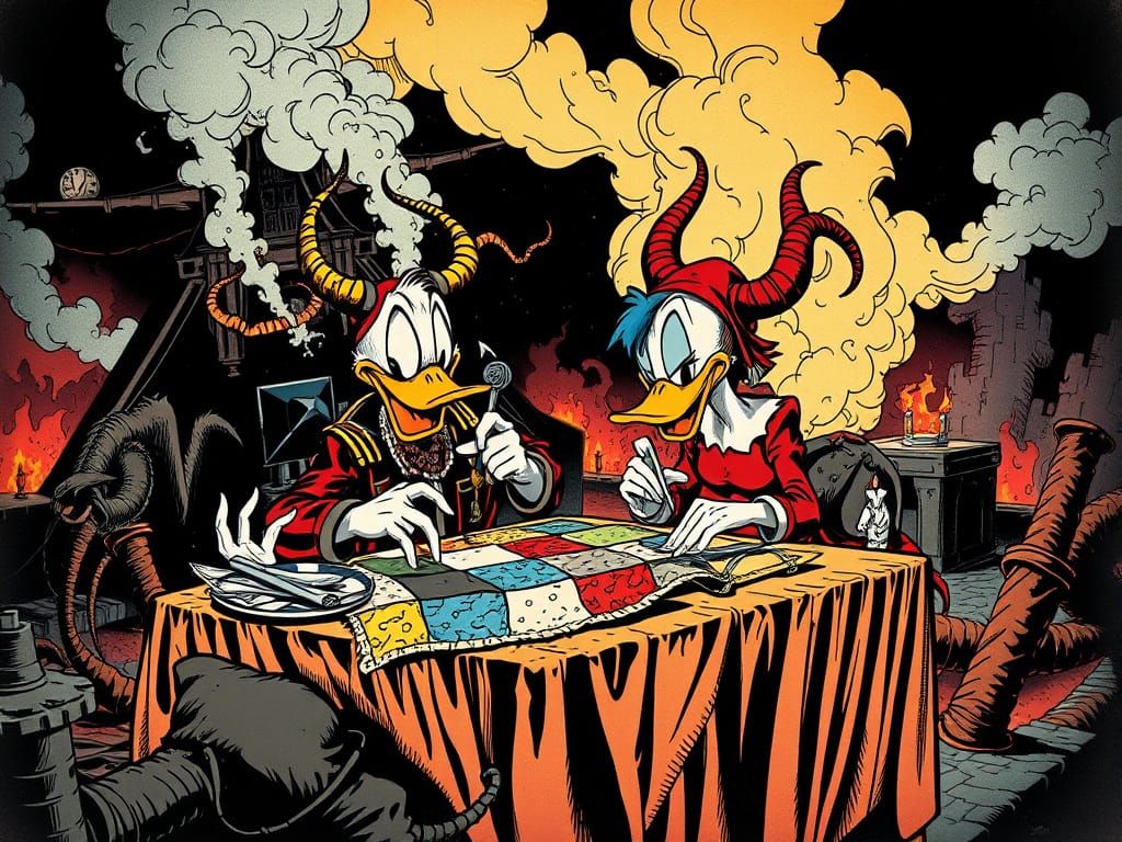 Toxic Duck Comic Cover in Retro-Futuristic Hell