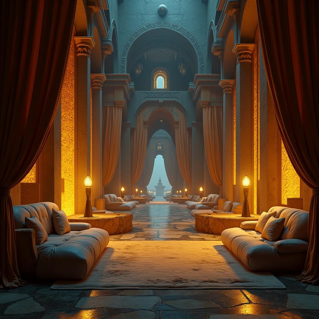 Lavish Interior in Fantasy Realm, Digital Art Style