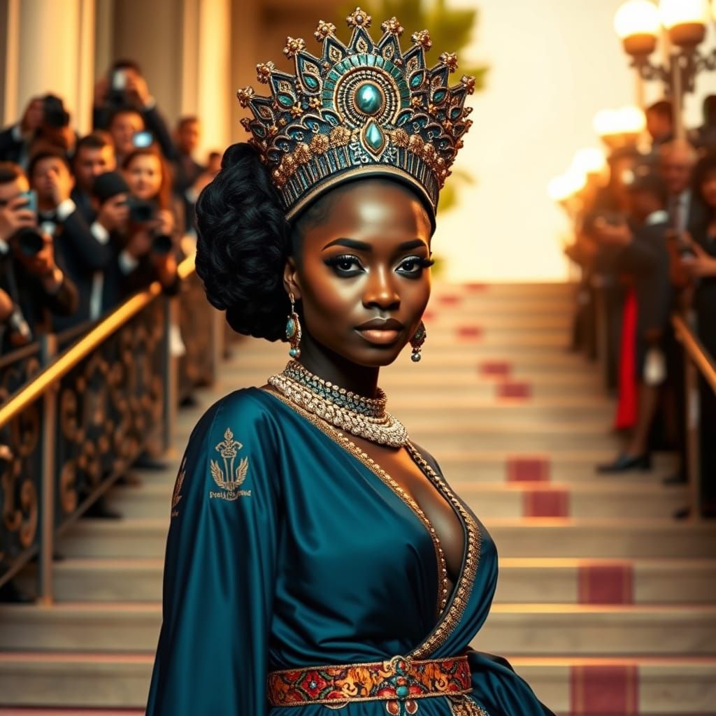 Ethiopian Empress Shines on MET Gala Stairs in Vibrant, Phot...