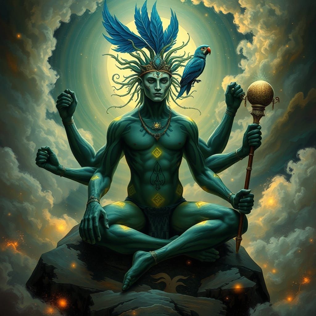 Mystical Shaman in Dreamlike Ethereal Landscape