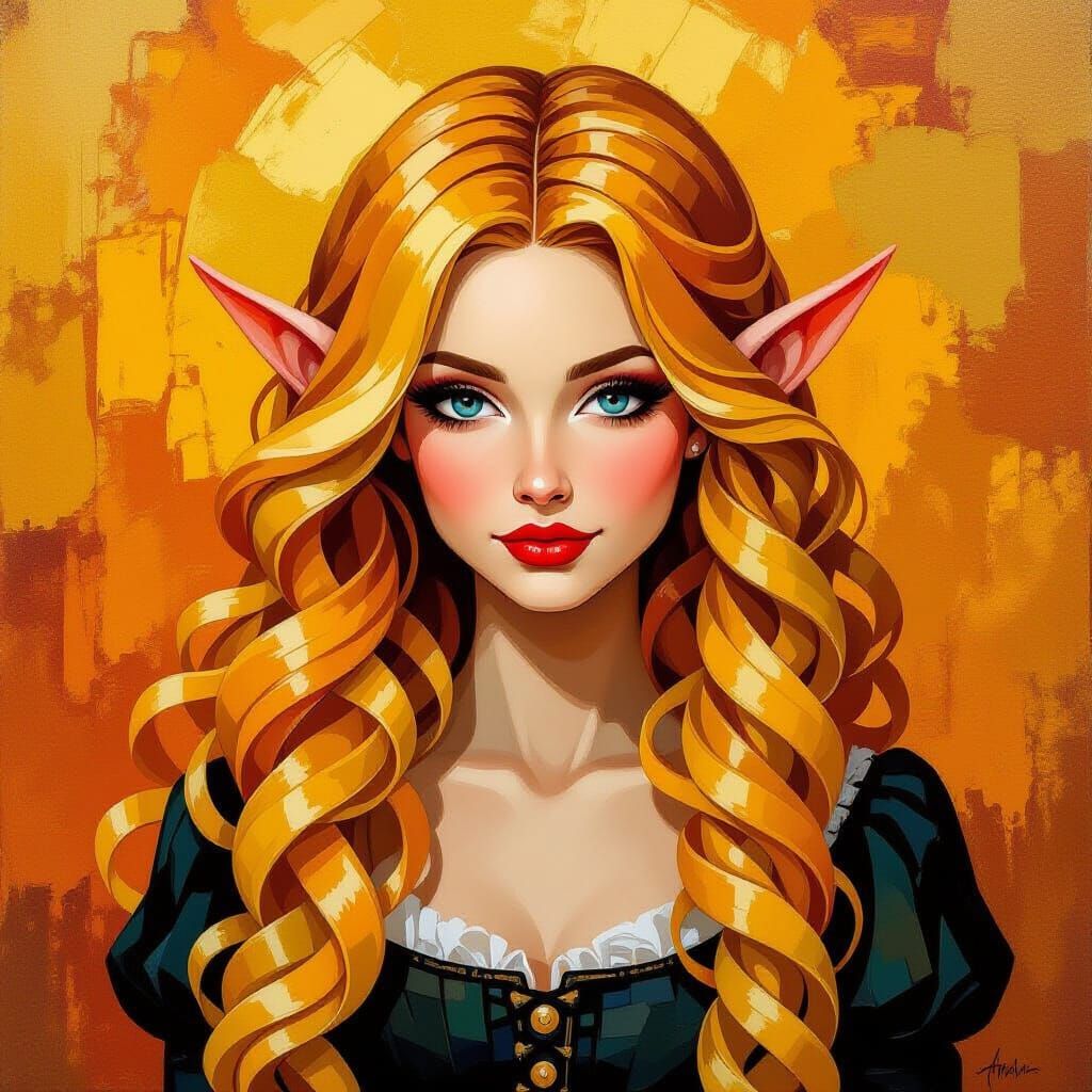 Imposter Imp with Long Pasta Hair in Impasto Style