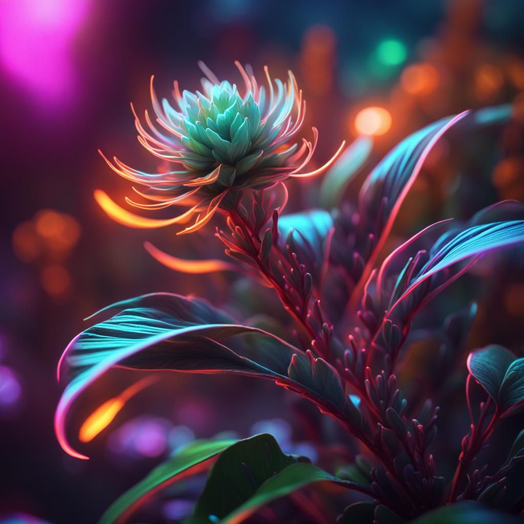 Neon Blossom Fantasy by Android Jones