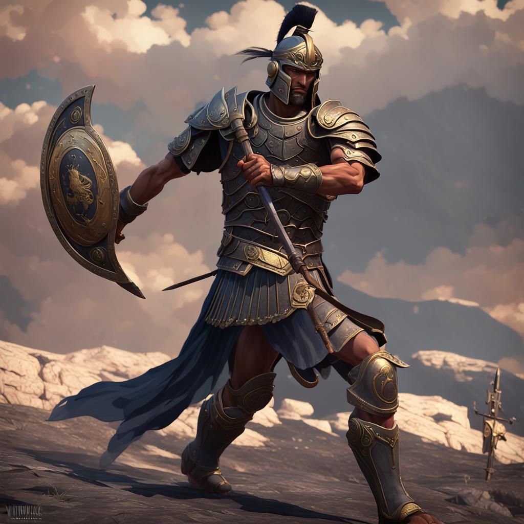 Anime-Style Roman Warrior in 3D Digital Art
