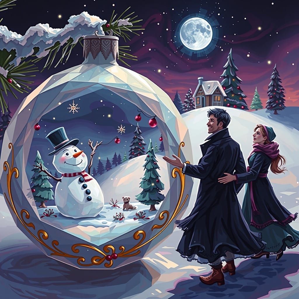 Crystal Ornament Radiates Whimsy in Snowy Winter Wonderland