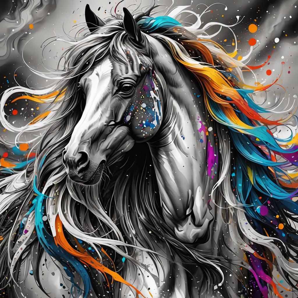 Colorful Horse Head Explosion in 8K UHD